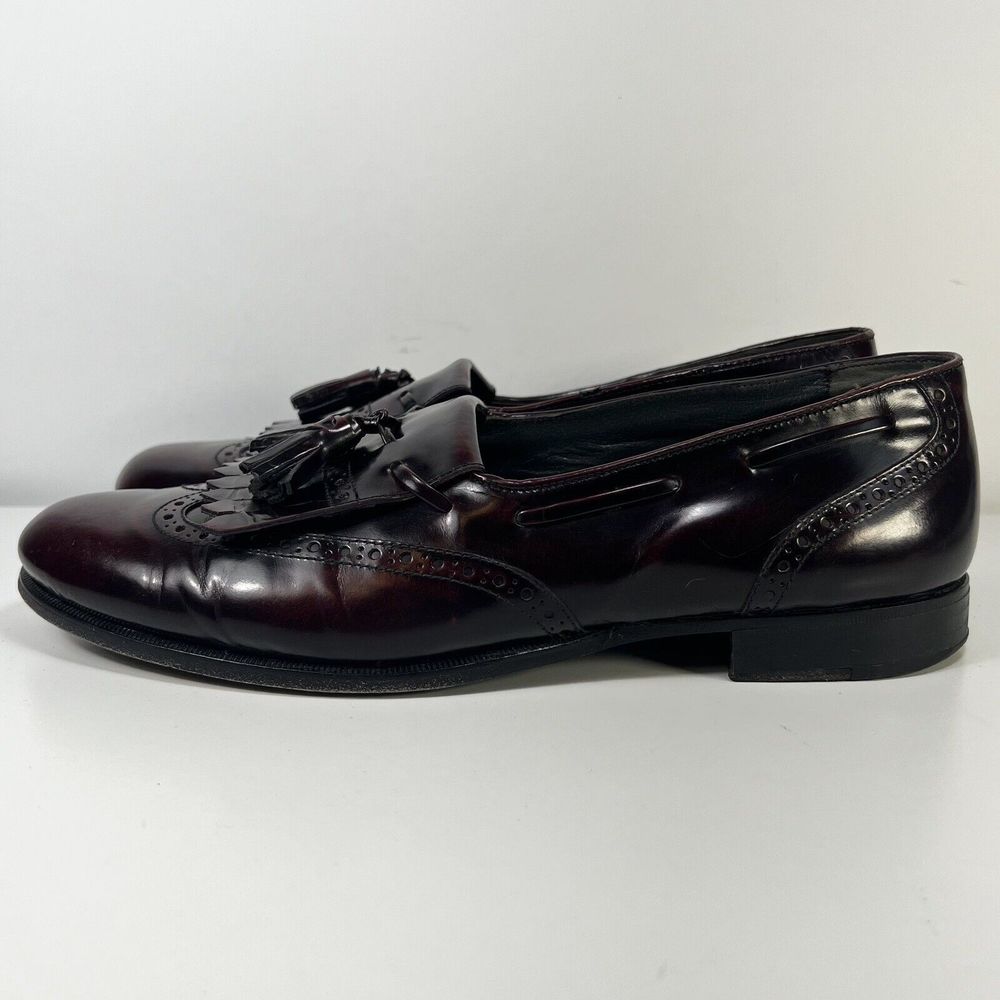 Alfani Mens Leather Tassell Loafer Wingtip Dress Shoe Made In Italy Size 8.5 M